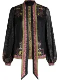 ETRO pussy bow neck twill-print silk blouse - Black