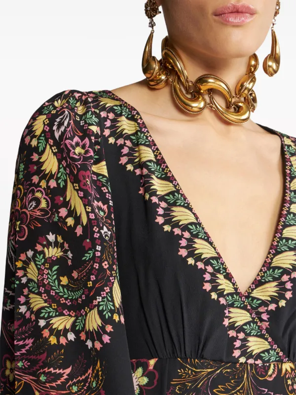 ETRO floral-print Crepe De Chine Dress | Black | FARFETCH