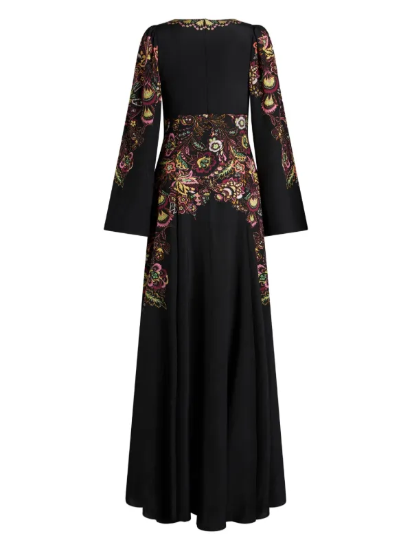 ETRO floral-print Crepe De Chine Dress | Black | FARFETCH