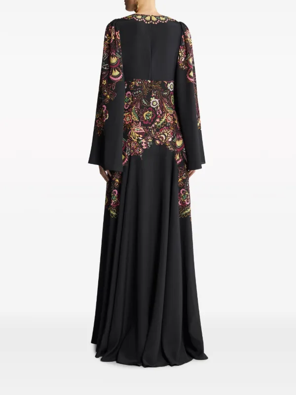 ETRO floral-print Crepe De Chine Dress | Black | FARFETCH