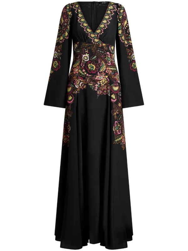 【送料&関税込】Etro Floral-printed Dress ETRO Floral-print tiered silk-chiffon maxi dress | NET-A-PORTER