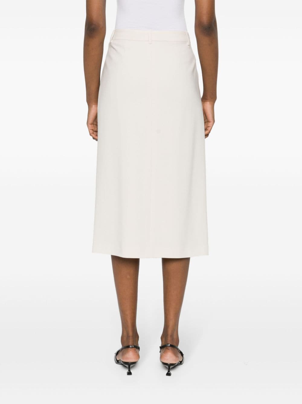 Shop Theory Front-slit Crepe Skirt In Neutrals