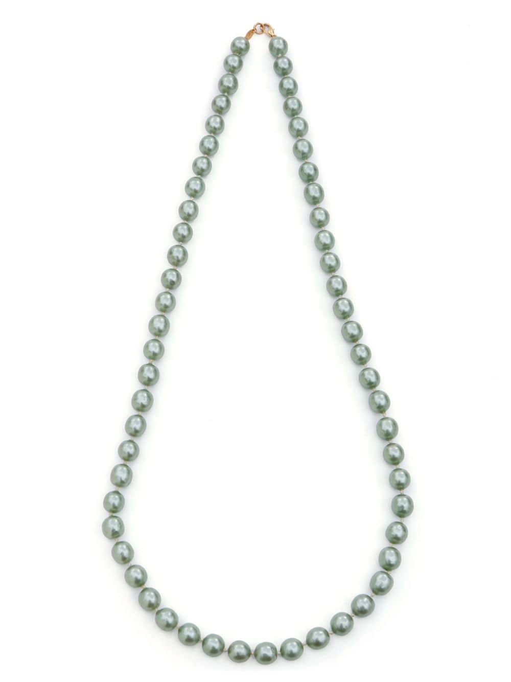 Pre-owned Chanel 1990s Faux-pearl Necklace In Green