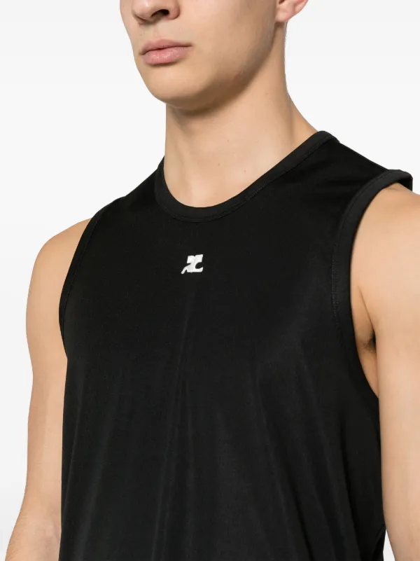 Courrèges ロゴアップリケ トップ | ブラック | FARFETCH JP