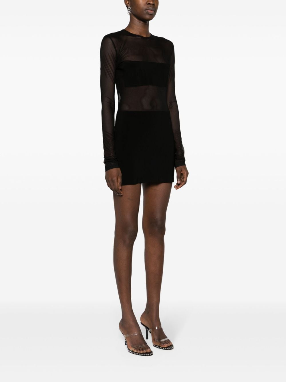 Shop Norma Kamali Dash Dash Semi-sheer Minidress In Black