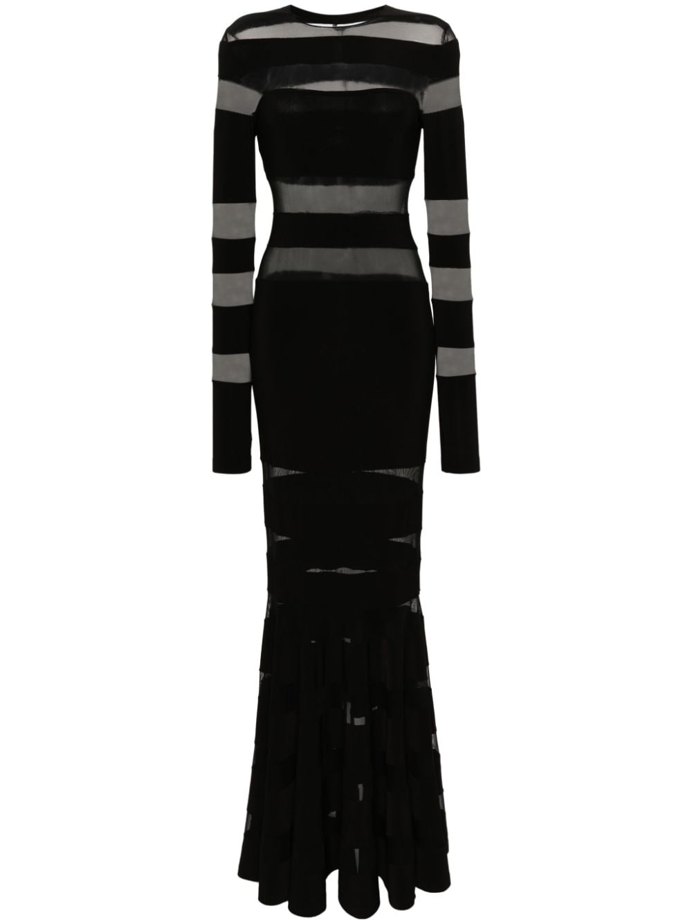 Norma Kamali Panelled Mesh Maxi Dress In Black