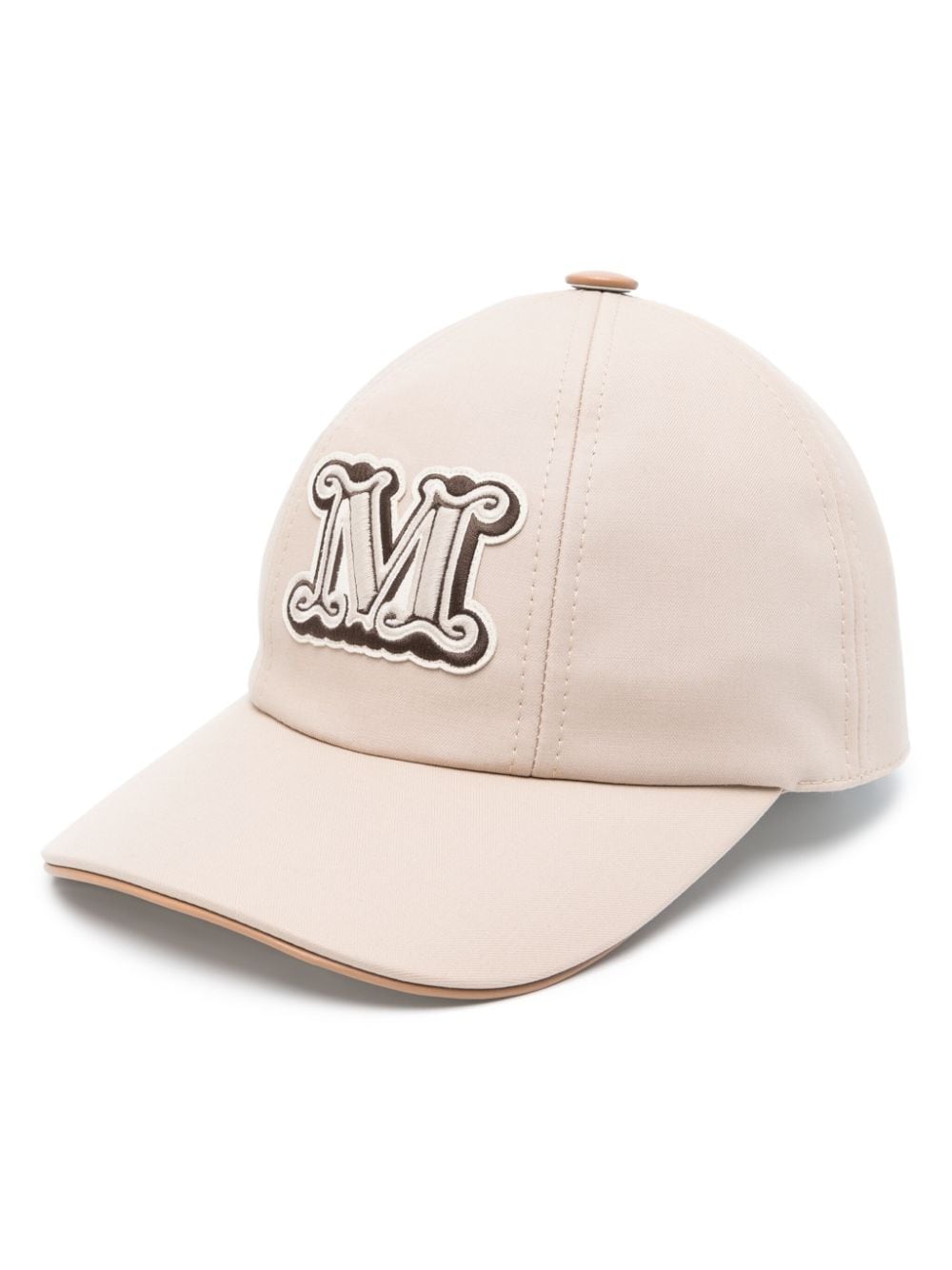 Max Mara Logo-appliqué Cotton-blend Hat In Neutrals