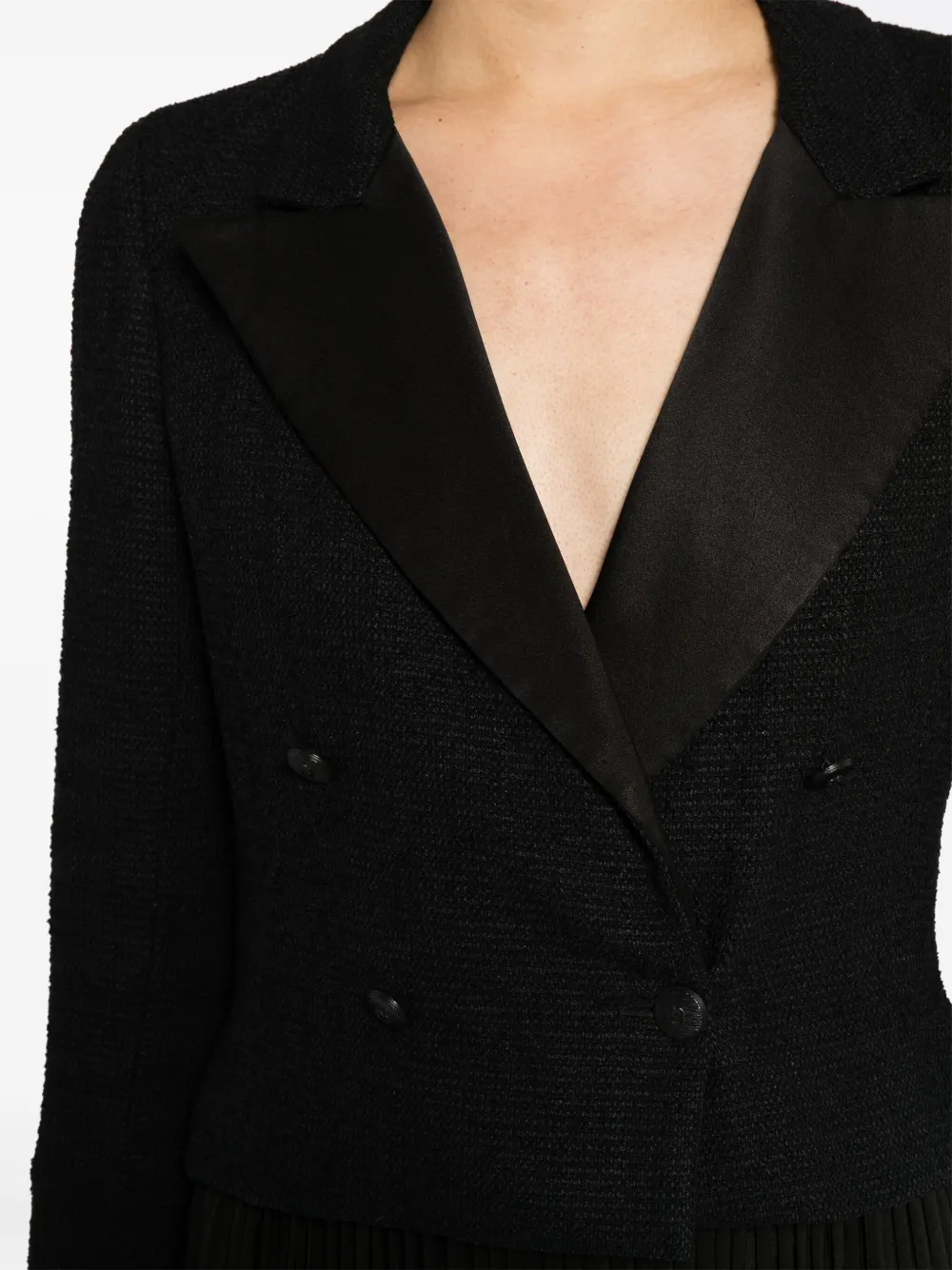 Pre-owned Chanel 短款粗花呢夹克（2005年典藏款） In Black