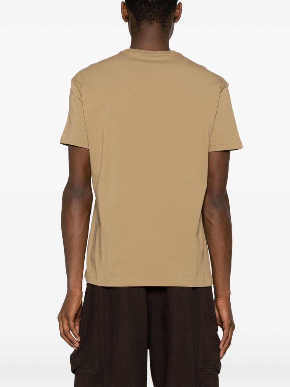 Shop Polo Ralph Lauren Embroidered-logo Cotton T-shirt In Brown