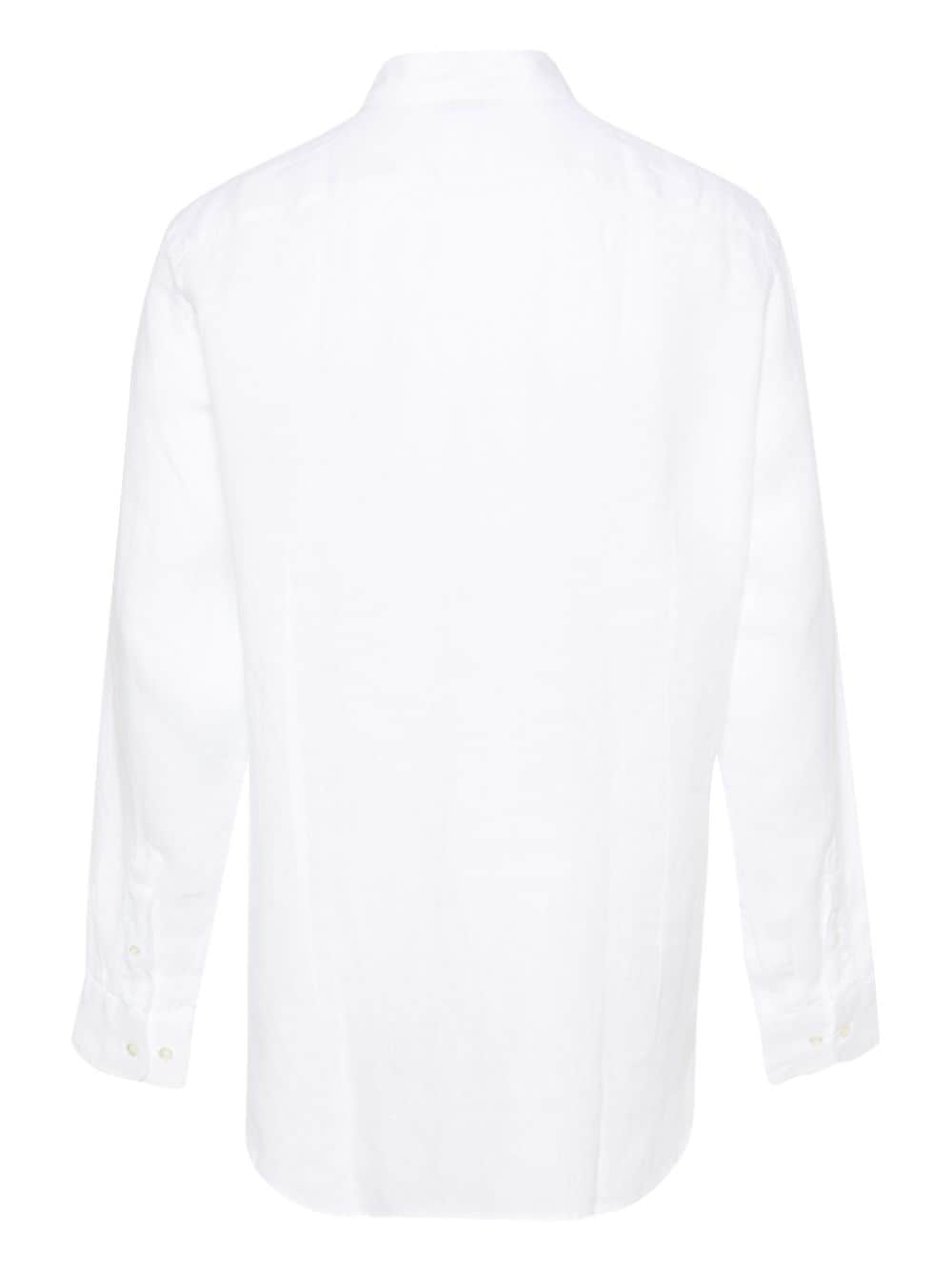 Shop Etro Pegaso-embroidered Linen Shirt In White