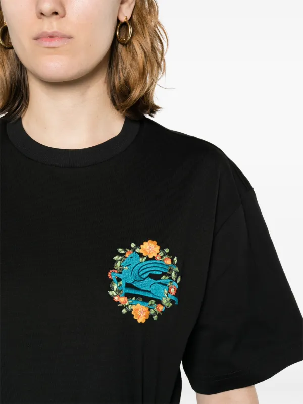 Tシャツ・カットソー ETRO Woman T-Shirt Black WRJB0006AC036 N0000 ETRO logo-embroidered Cotton T-shirt | Black | FARFETCH TR