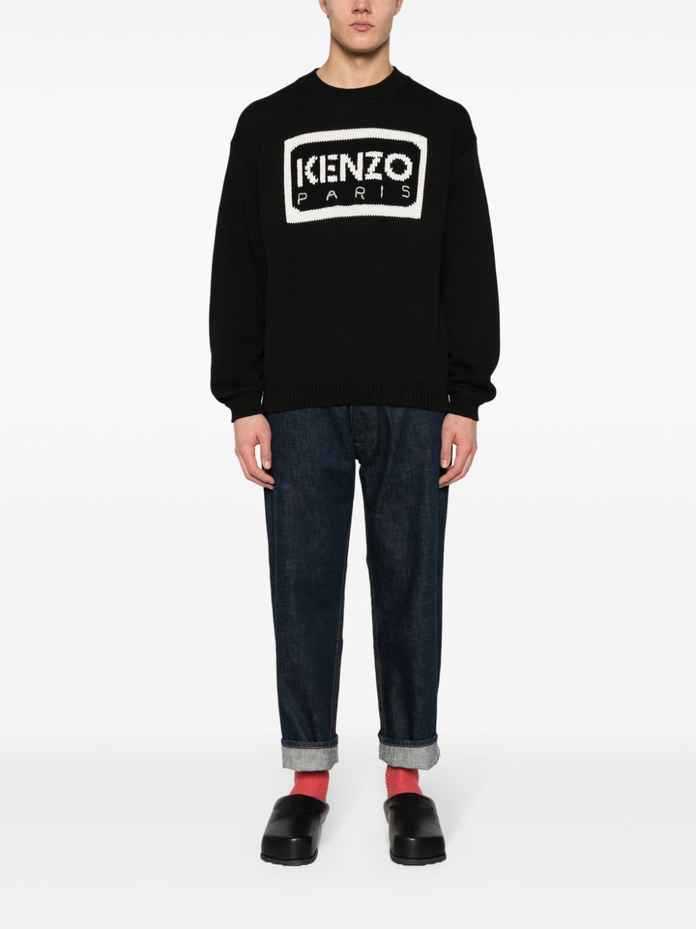 Kenzo logo-intarsia jumper - Zwart