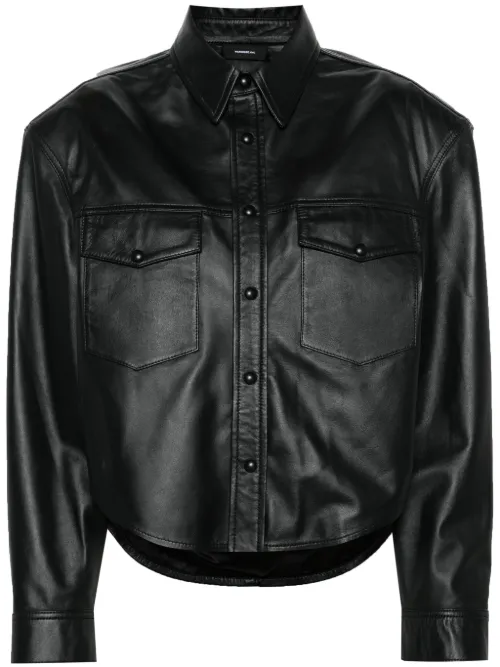 Veste en cuir à épaulettes - WARDROBE.NYC - Modalova