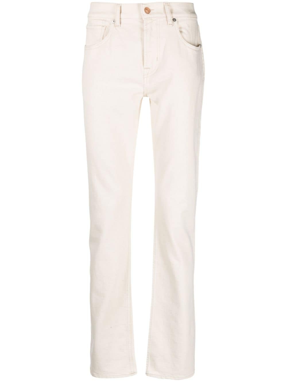 7 For All Mankind Mid-rise Straight-leg Jeans In Neutrals