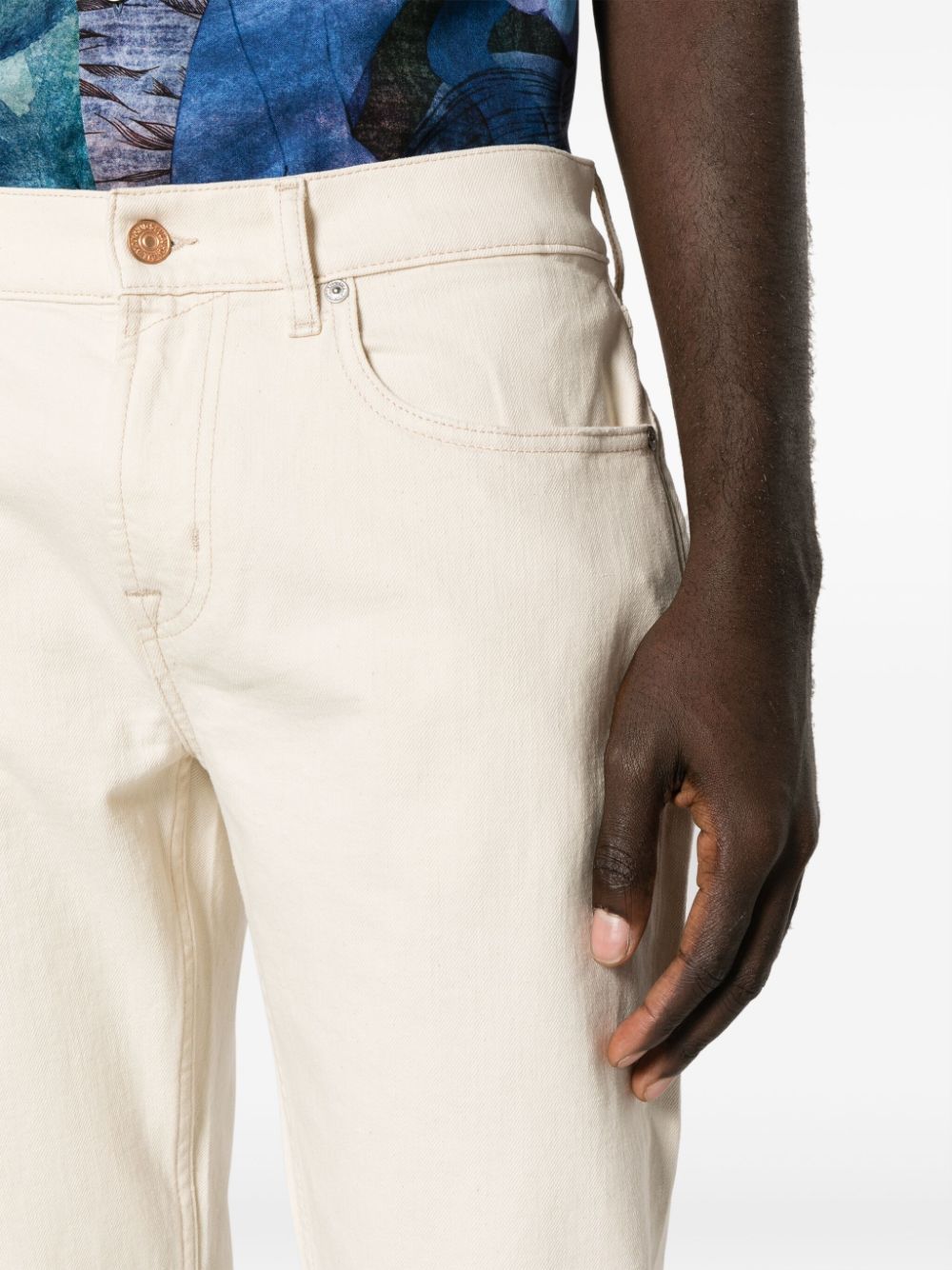 Shop 7 For All Mankind Mid-rise Straight-leg Jeans In Neutrals