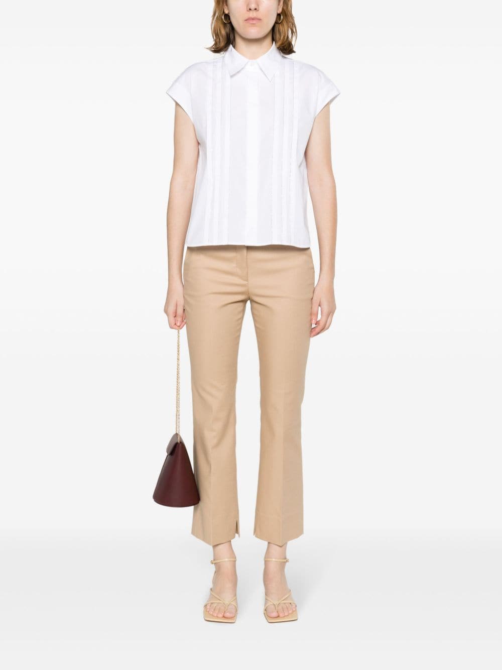 Shop Peserico Pleat-detail Poplin Shirt In White