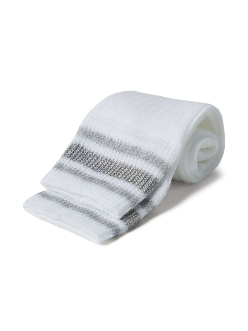 Shop Brunello Cucinelli Striped Ribbed Socks In White