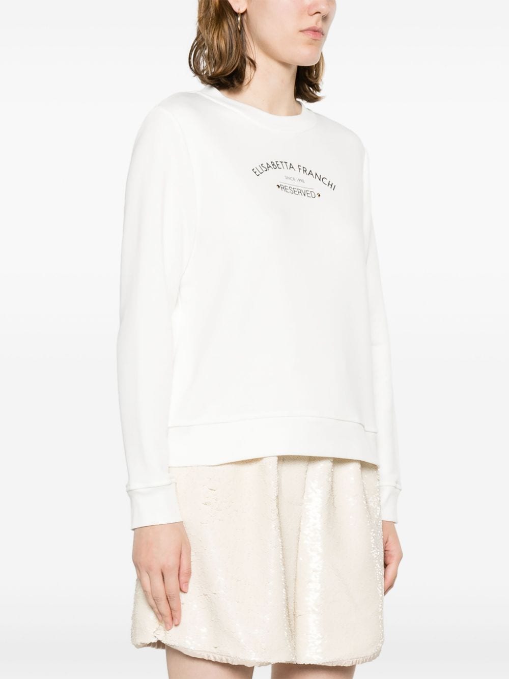 Elisabetta Franchi Jersey sweater met logoprint Wit