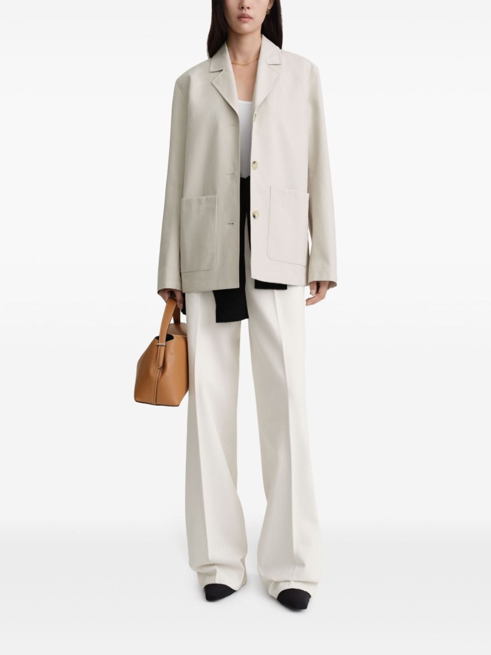 Shop Totême Organic Cotton Blazer In Neutrals