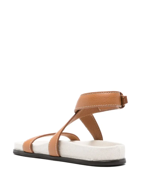 【TOTEME】Chunky Leather Sandals with ankle straps for women TOTEME The Chunky Leather Sandals | Neutrals | FARFETCH