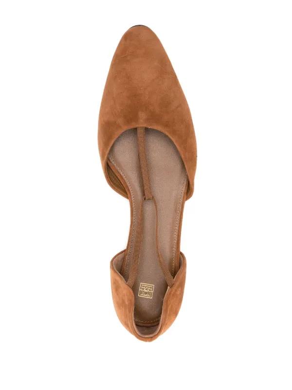 TOTEME The T-Strap Suede Ballerina Shoes | Neutrals | FARFETCH