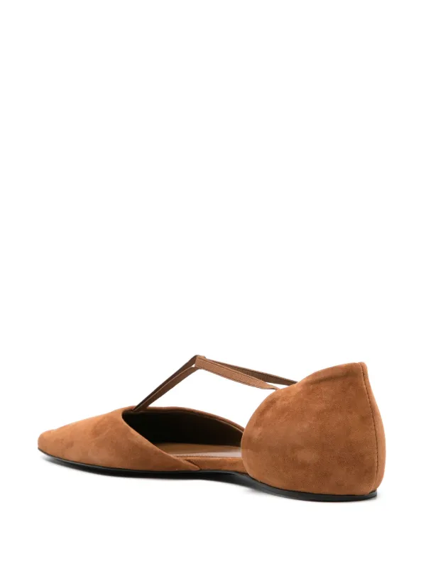 フラットシューズ Toteme Suede ballet flats Suede lace-up ballerinas black – TOTEME