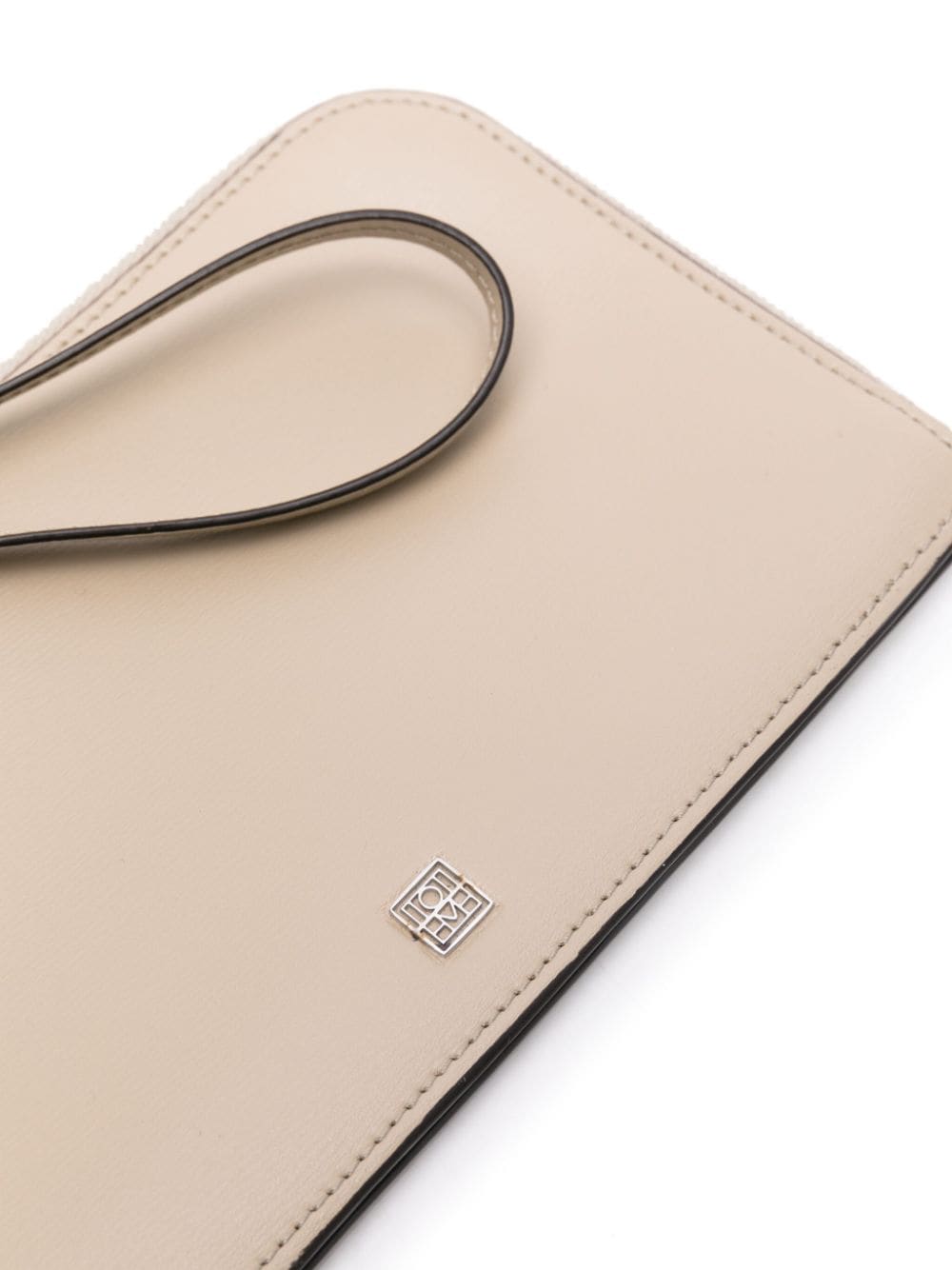 Shop Totême Logo-plaque Leather Clutch Bag In Neutrals