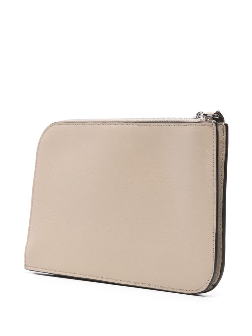 Shop Totême Logo-plaque Leather Clutch Bag In Neutrals