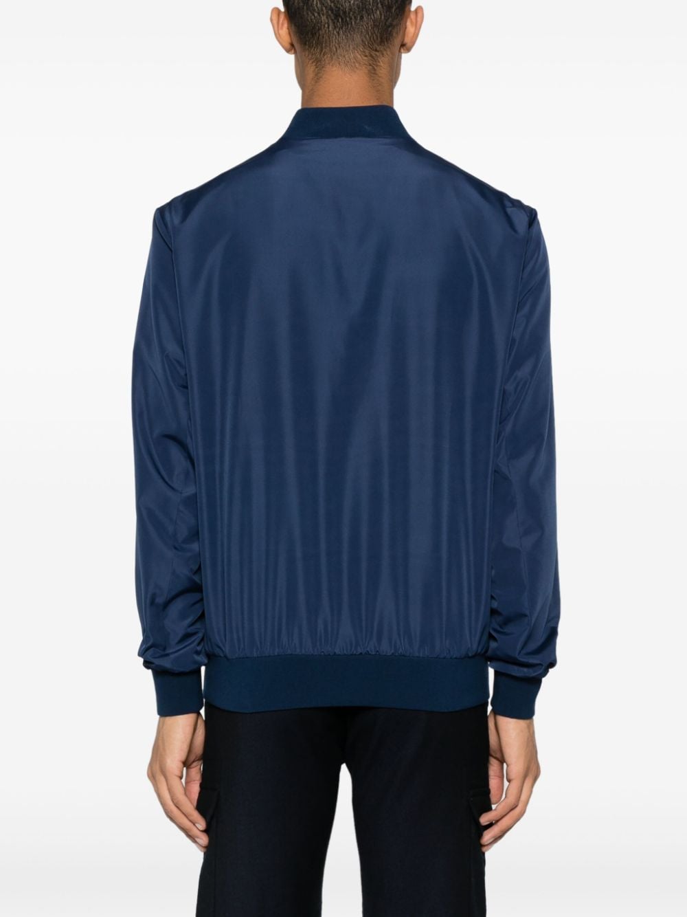 Shop Kiton Zipped Bomber Jacket In Blue