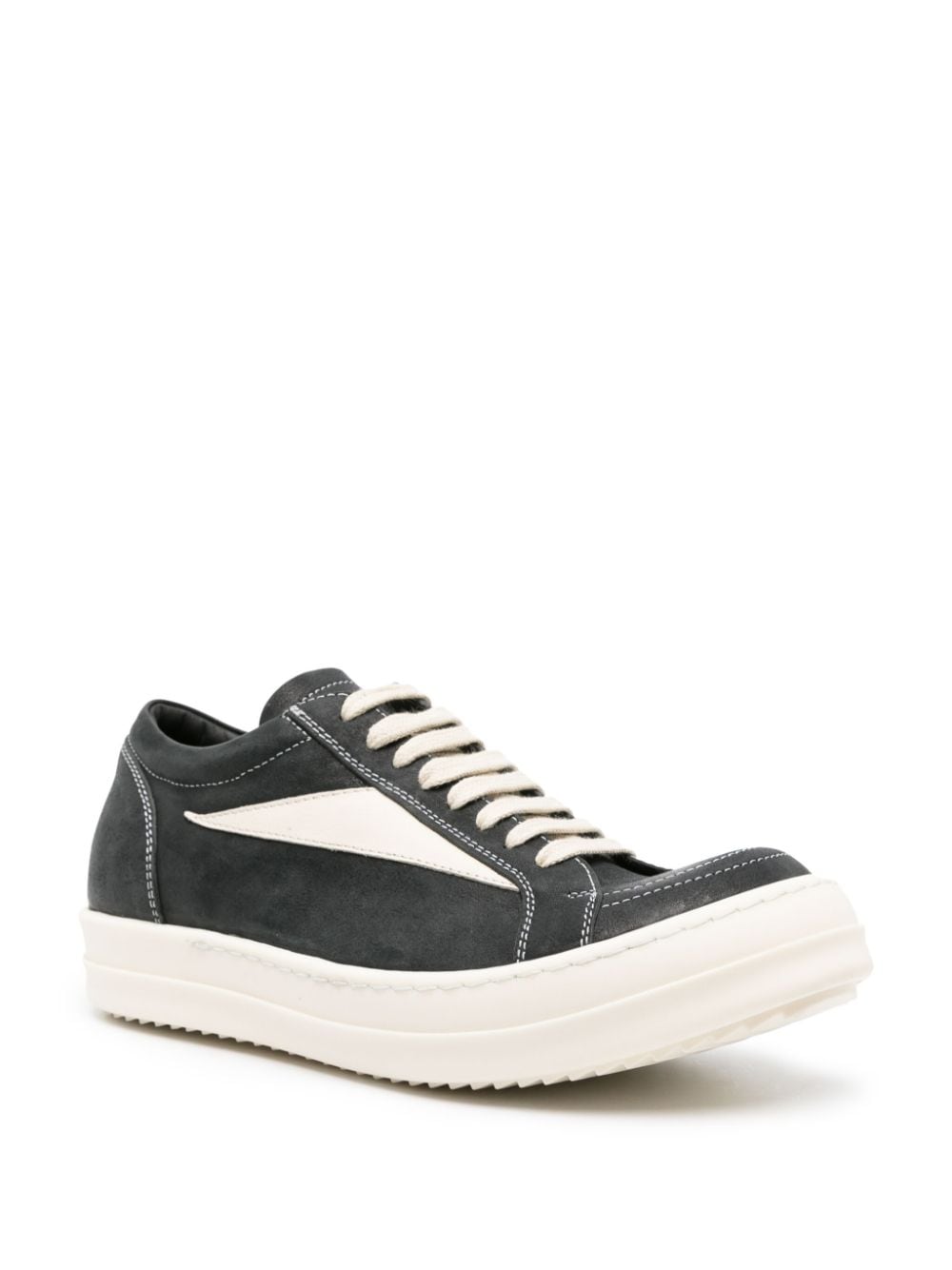 Shop Rick Owens Luxor Leather Sneakers In 黑色