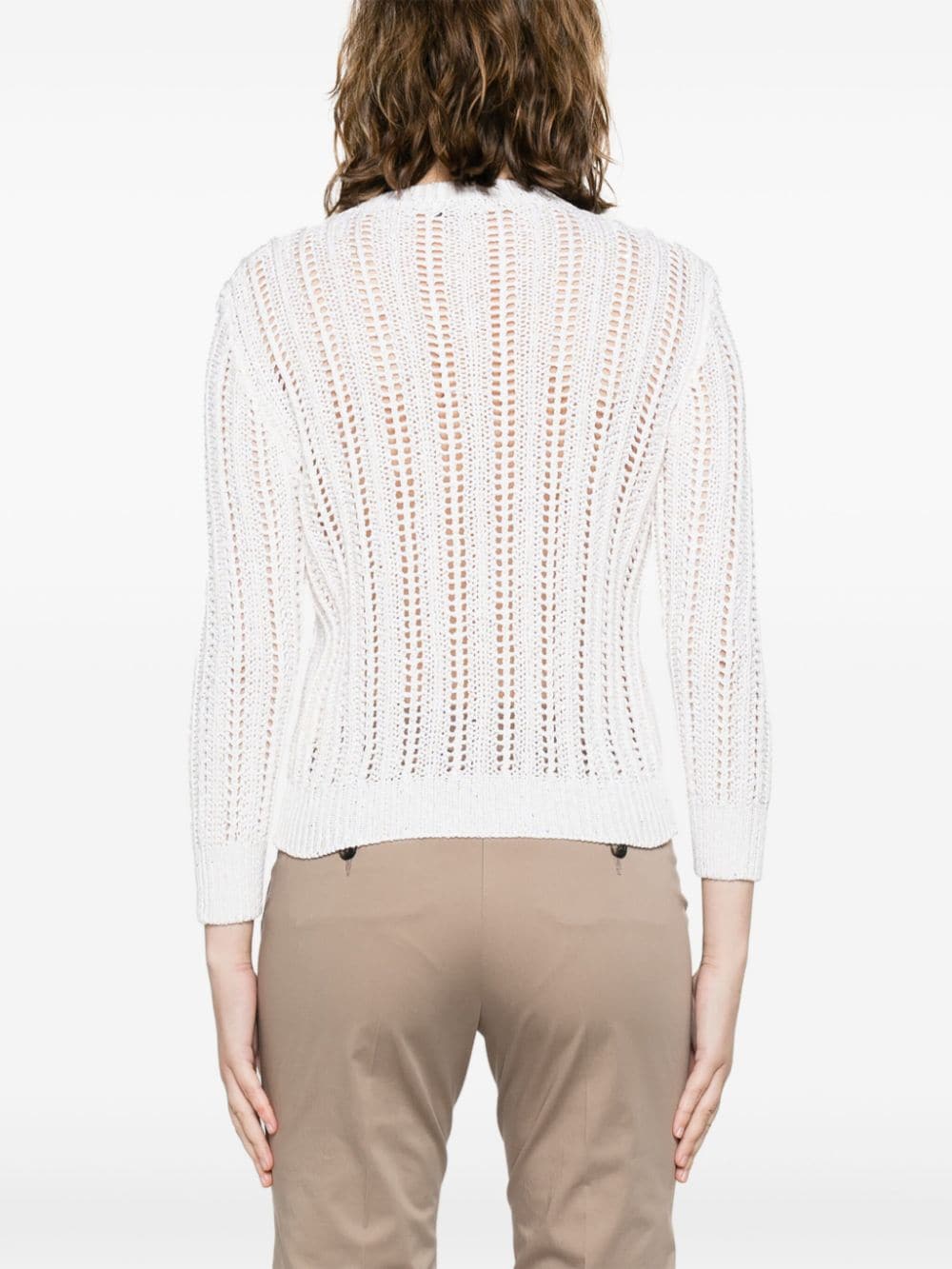 Shop Peserico Open-knit Cotton Cardigan In Neutrals