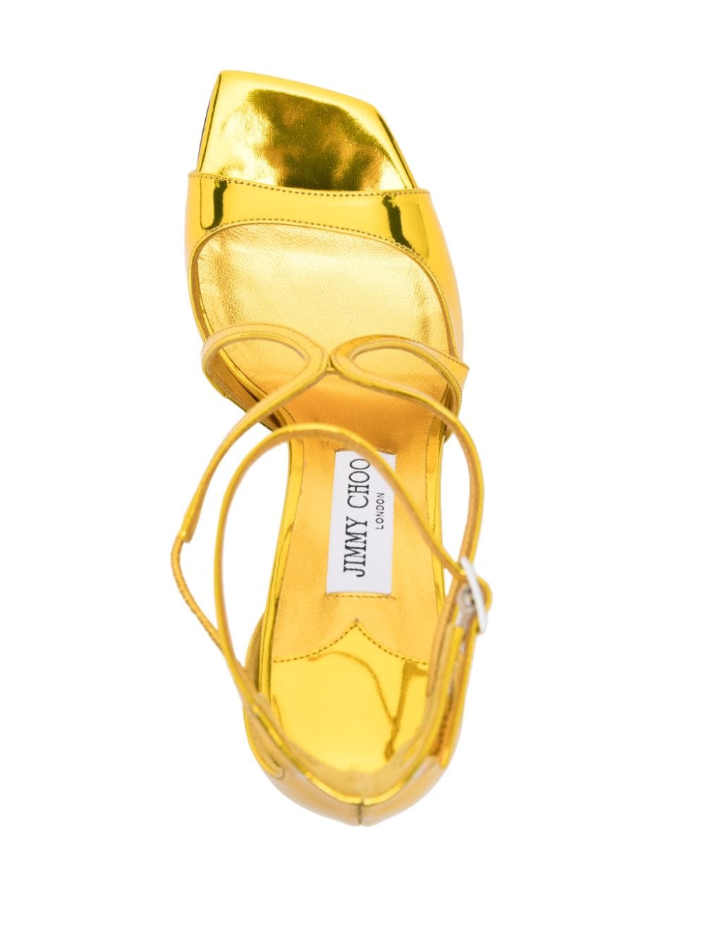 Shop Jimmy Choo Azia 95mm Leather Sandals In Yellow