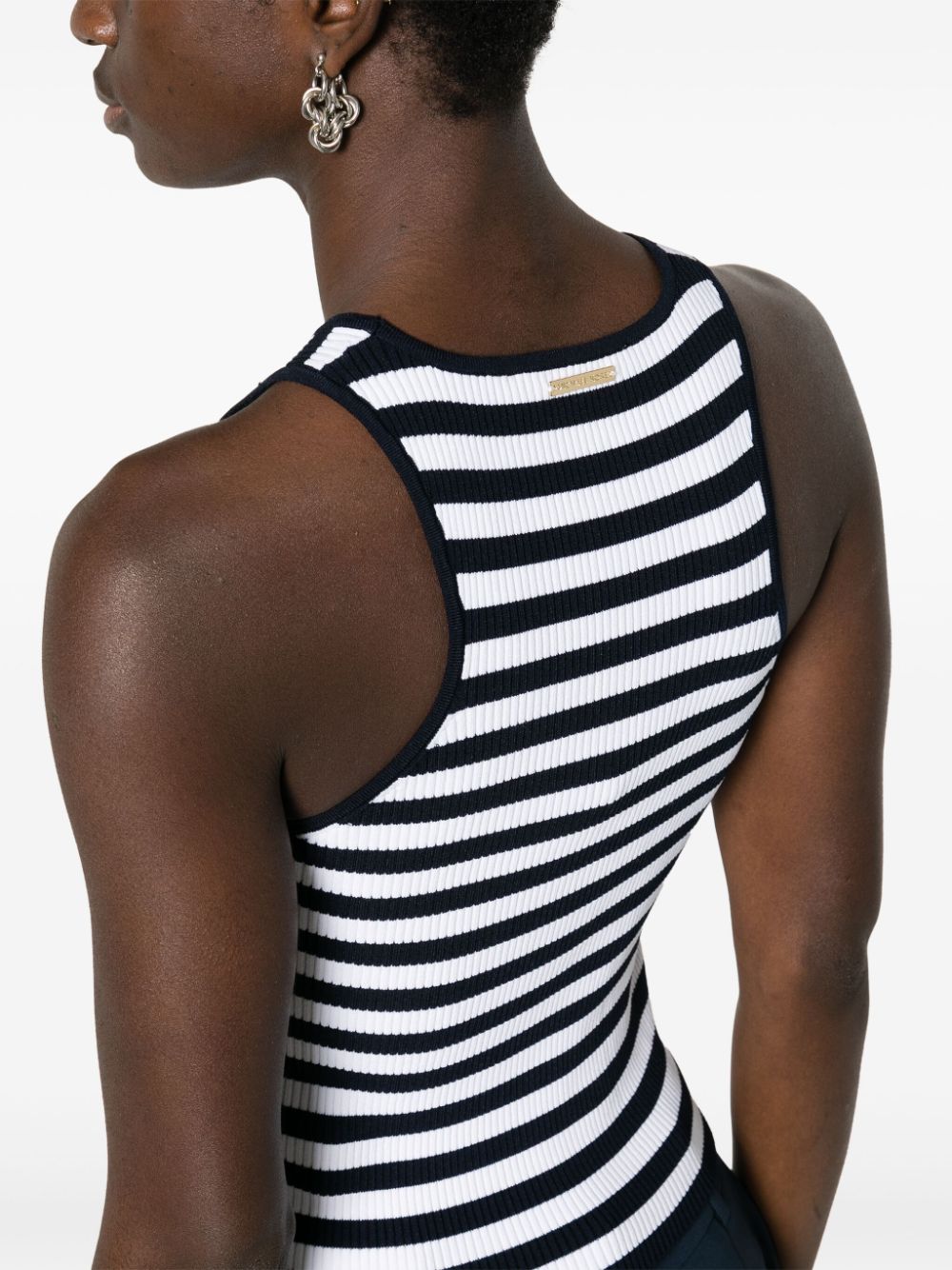Shop Michael Michael Kors Striped Ribbed Tank Top In 蓝色