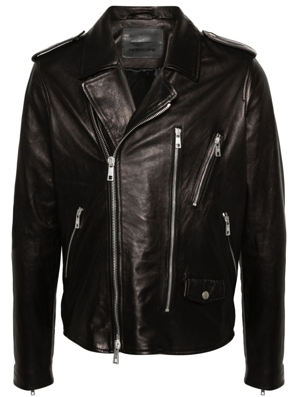 Shop Giorgio Brato Leather Biker Jacket In Black