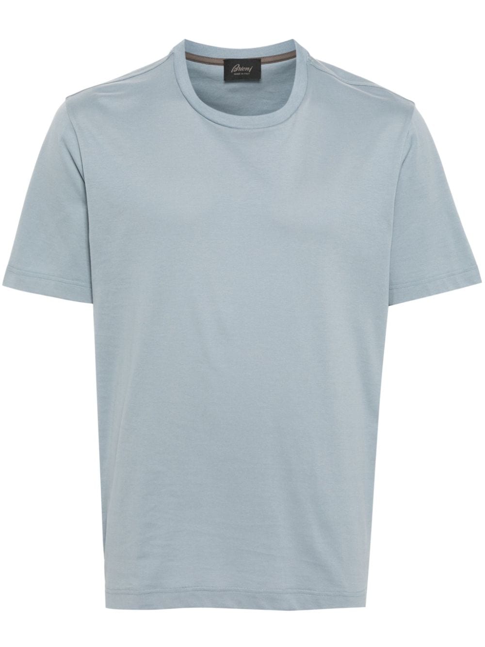 Brioni Embroidered-logo Cotton T-shirt In Blue
