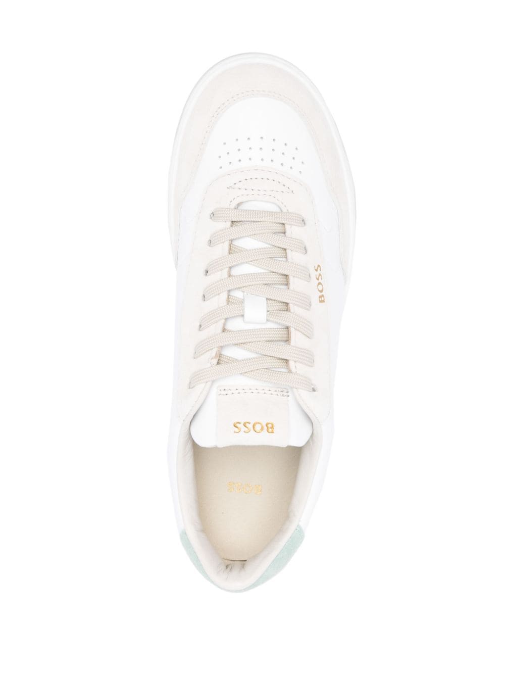 Shop Hugo Boss Colourblock Leather Snakers In White