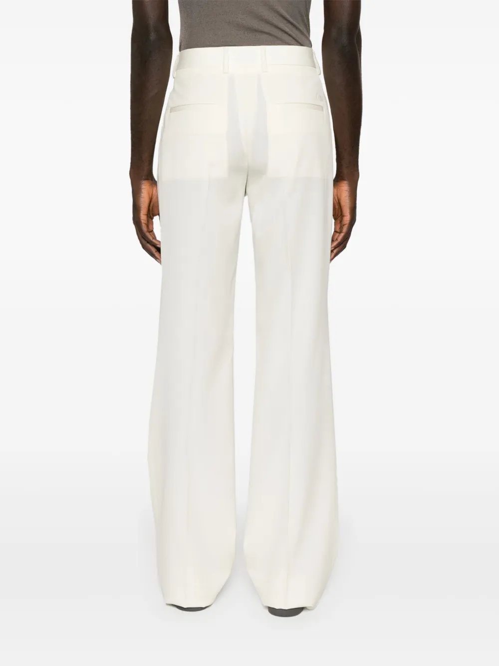 Off-white Flared Wool Trousers In White