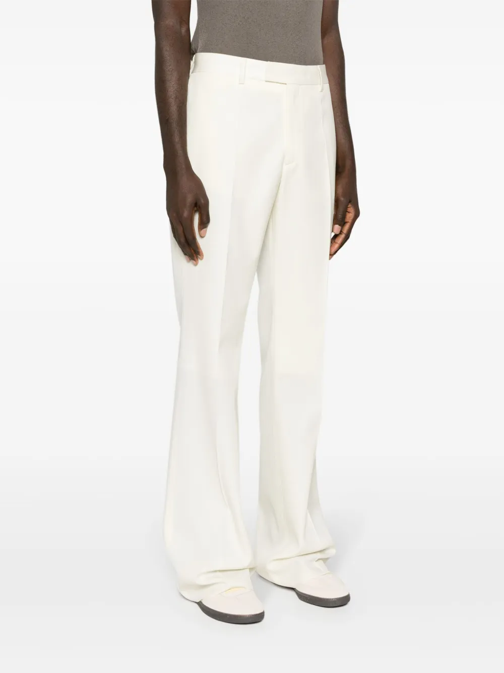 Off-white Flared Wool Trousers In White