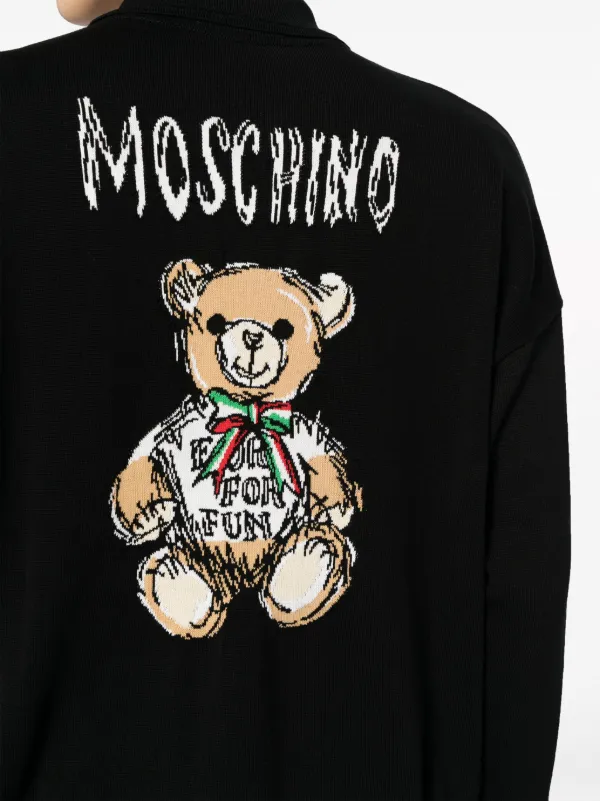 極美品✨MOSCHINO ニットカーディガン　レオパード　シルク　ブラック　M ミラノリブニットカーディガン/洗える(カーディガン) | MK