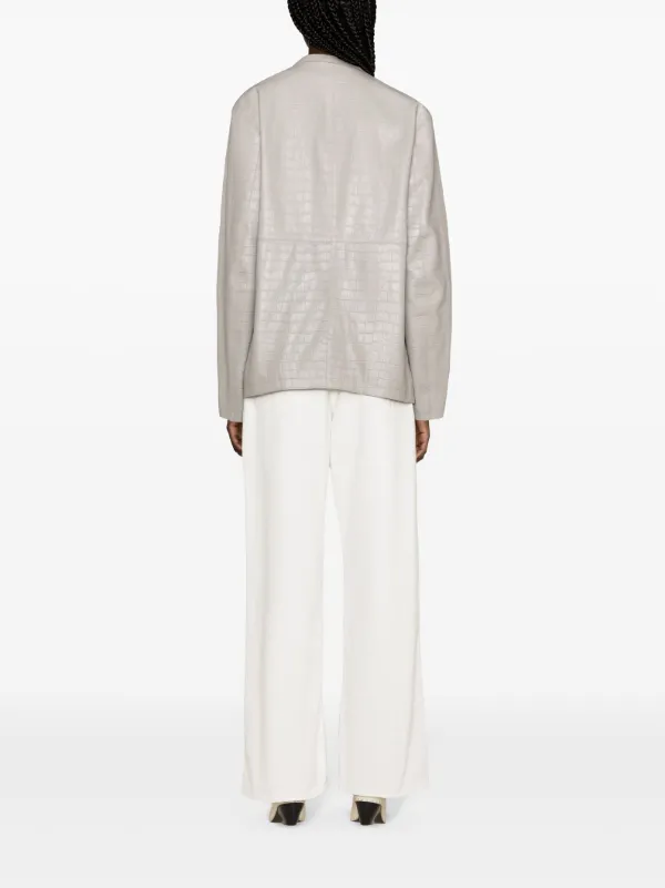 TOTEME crocodile-embossed Leather Jacket | Grey | FARFETCH
