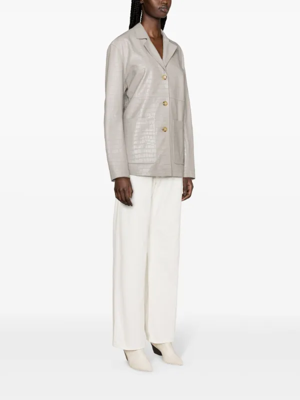 TOTEME crocodile-embossed Leather Jacket | Grey | FARFETCH