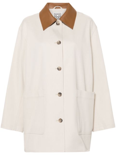 TOTEME contrasting-collar twill shirt jacket