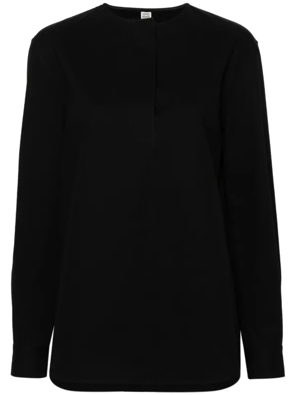 TOTEME ノーカラーシャツ | ブラック | FARFETCH JP