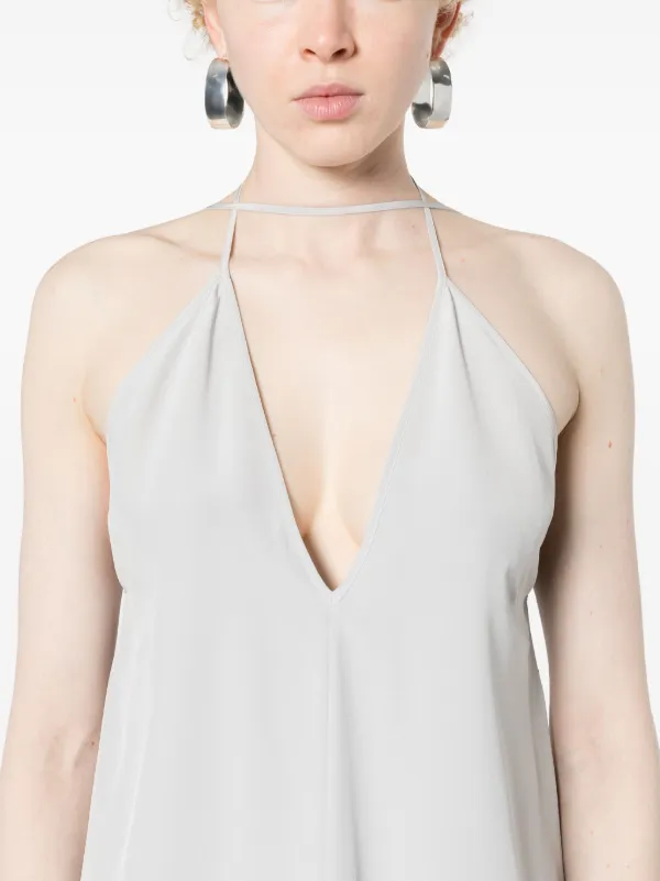 TOTEME Double-Halter Silk Top | Grey | FARFETCH