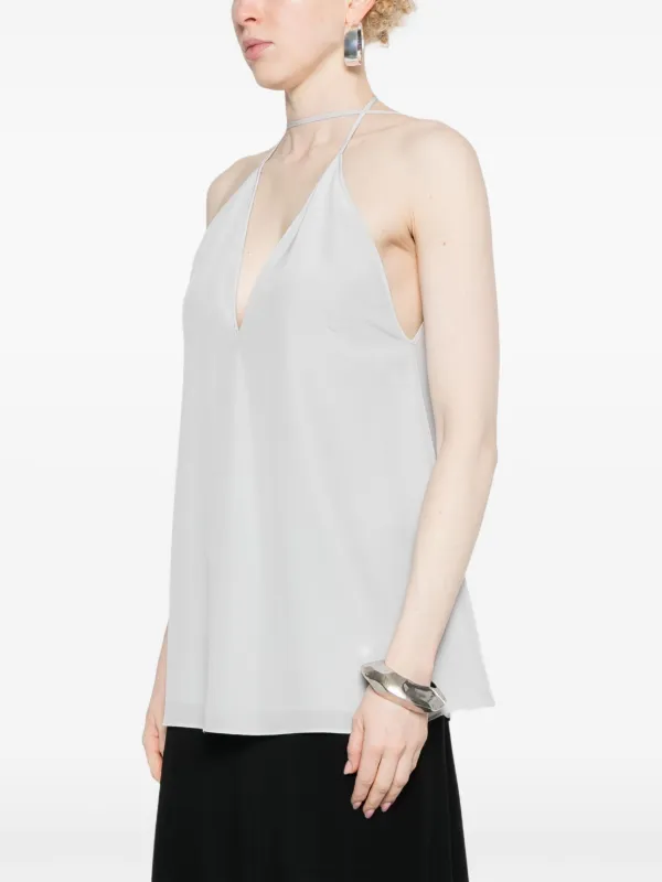 トーテムスウェーデン Toteme Double-Halter Silk Top TOTEME Double-Halter Silk Top | Grey | FARFETCH