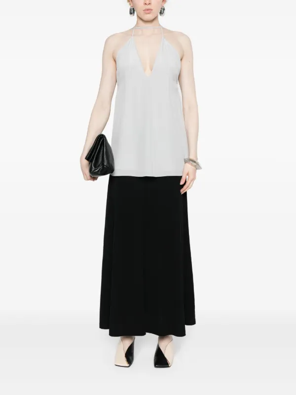 TOTEME Double-Halter Silk Top | Grey | FARFETCH