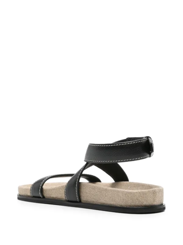 【TOTEME】Chunky Leather Sandals with ankle straps for women The Chunky leather sandals in black - Toteme | Mytheresa