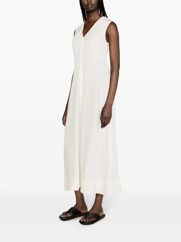 TOTEME V-neck Flared Maxi Dress | White | FARFETCH