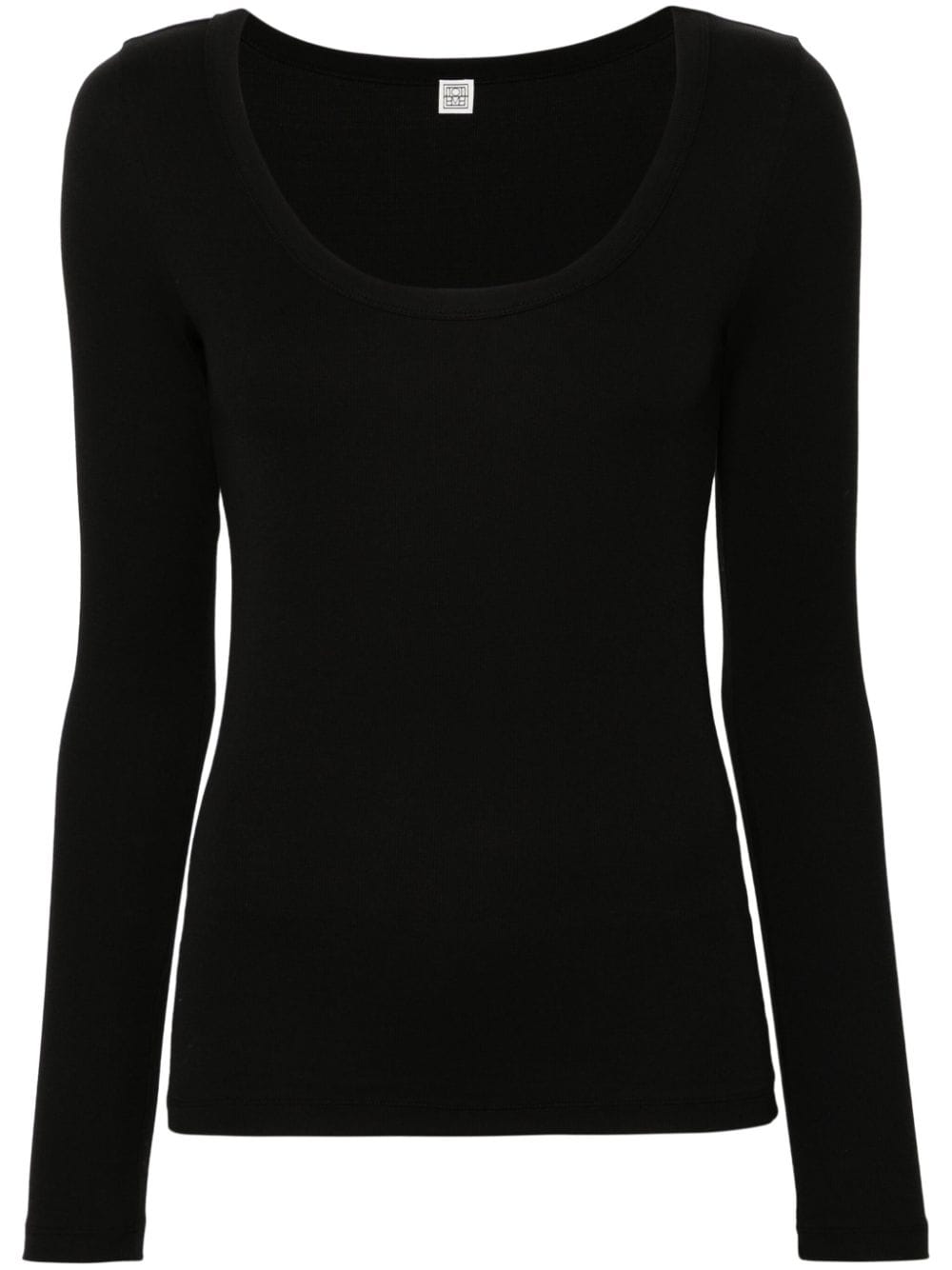 scoop-neck fine-ribbed T-shirt