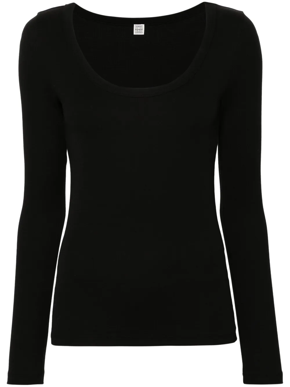 TOTEME scoop-neck fine-ribbed T-shirt Zwart